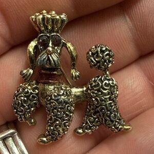 Gold Tone Poodle Dog Brooch Pin